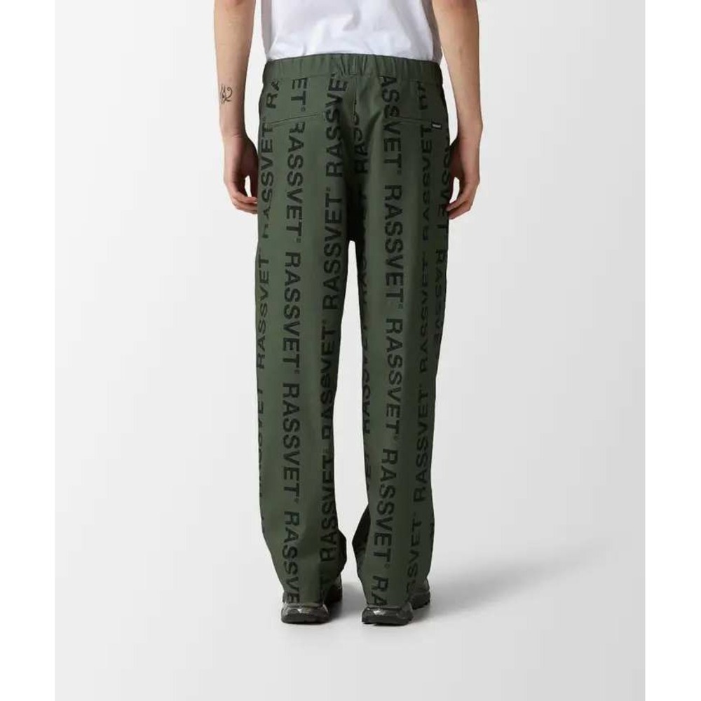 Rassvet Logo Print Pants XL Olive Green Black Straight Leg Skate Streetwear - Picture 3 of 4